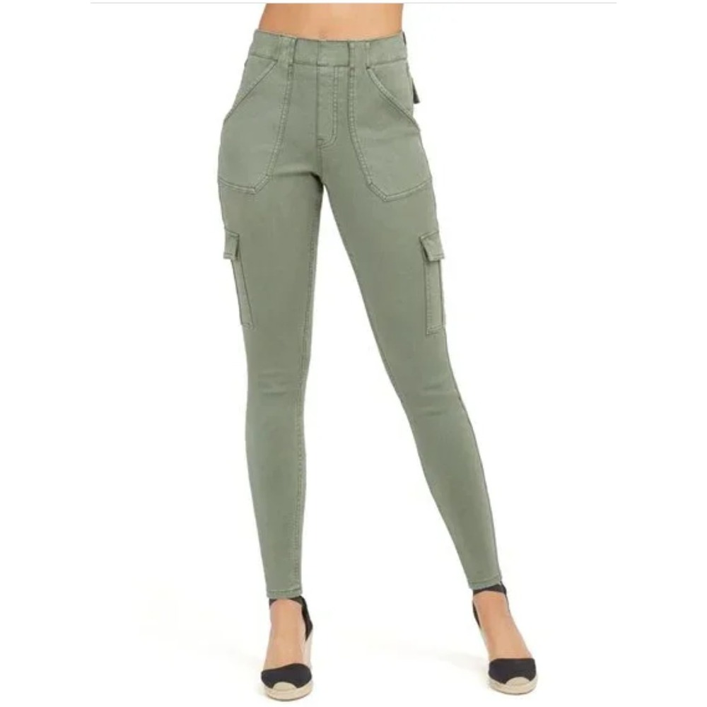 Spanx Stretch Twill Ankle Cargo Pant XL Soft Sage Utility Slim Tapered 20311R